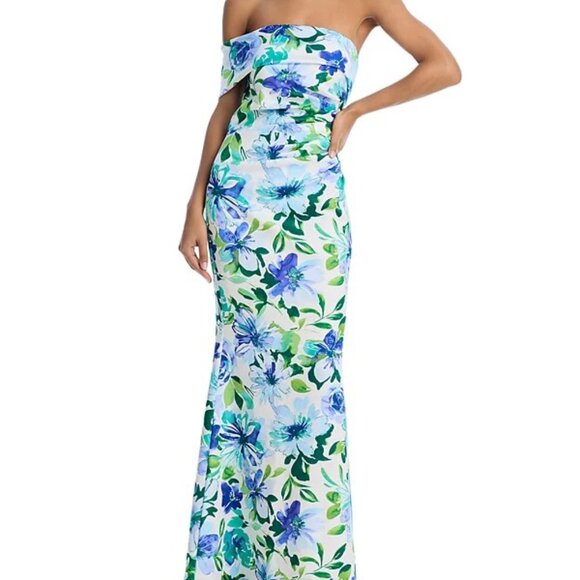 NWT Eliza J One Shoulder Long Dress Blue sizes 2, 4, 14, 18 Runs small - Picture 1 of 5